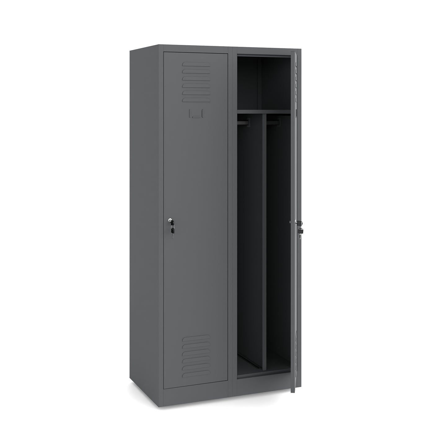 Anthrazit sozialer Metallschrank 180×80×50 2-teilig verschließbar, für Kleidung belüftet