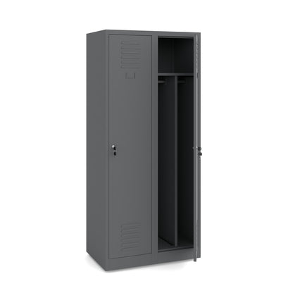 Anthrazit sozialer Metallschrank 180×80×50 2-teilig verschließbar, für Kleidung belüftet
