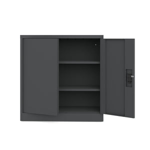 Metallschrank Niedriger zweitüriger anthrazit 90x90x40 mit Einlegeböden für Dokumente und Ordner