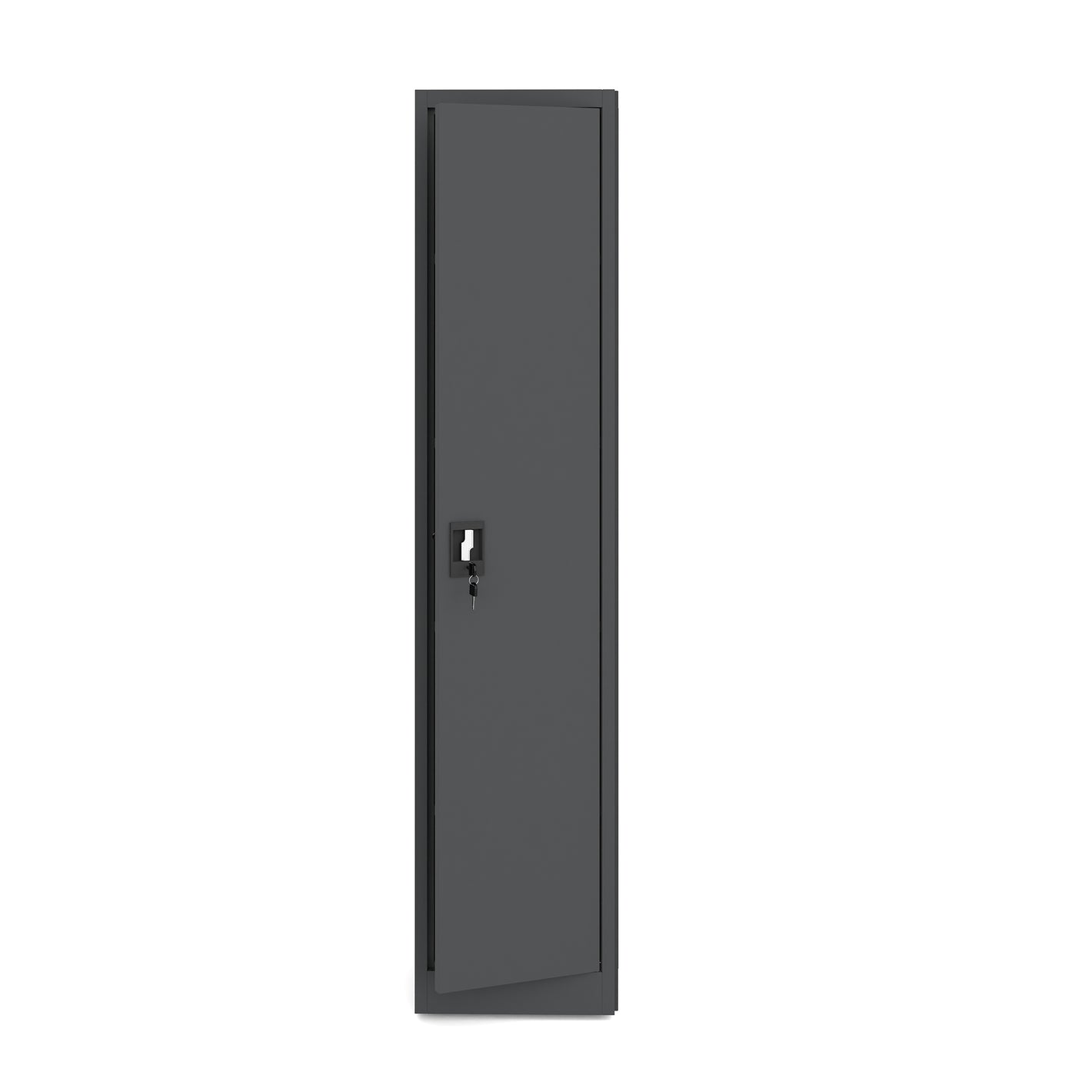 Metallschrank schmal anthrazit 185×40×45 mit Fachböden für Dokumente und Ordner mit Schloss
