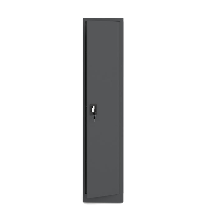 Metallschrank schmal anthrazit 185×40×45 mit Fachböden für Dokumente und Ordner mit Schloss