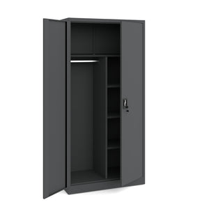 Metallspind anthrazit 185x90x45 mit Fachböden für Dokumente und Kleiderstange