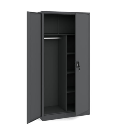 Metallspind anthrazit 185x90x45 mit Fachböden für Dokumente und Kleiderstange