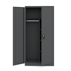 Metallspind anthrazit 185x90x45 mit Fachböden für Dokumente und Kleiderstange